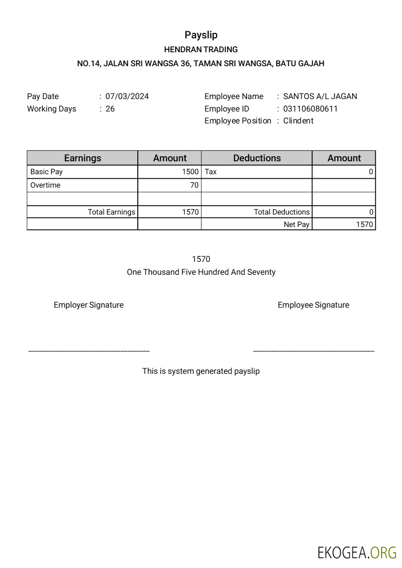 Modèle de fiche de paie de l'entreprise de construction Hendran Tranding aux formats Word et PDF.pdf, 1
